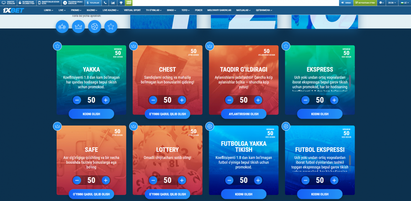 1xBet promokodini qayerga kiritish kerak